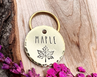 Maple Leaf Dog Tag - Maple Dog Tag - Canadian - Dog Tag - Dog Collar Tag - Pet Name Tag - Hand Stamped Dog Tag - Custom - Personalized