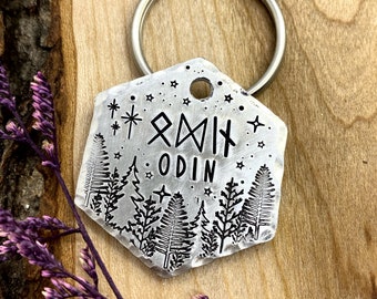 Pet ID Tag - Viking Dog Tag - Runes - Norse - Dog Tag - Dog Collar Tag - Pet Name Tag - Hand Stamped Dog Tag-Custom- Personalized-Vegvisir