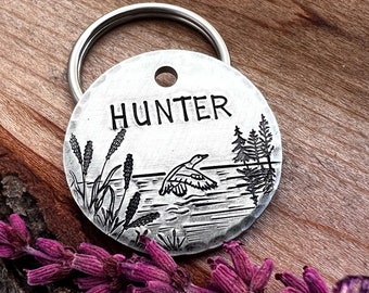 Goose Dog Tag - Duck - Canadian Geese Dog Tag - Hunting Dog - Dog Collar Tag - Lake - Hand Stamped - Custom - Personalized - Thick-Large Dog