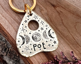 Planchette Pet Tag: Custom Pet ID for Dogs, Halloween, Moon Phases, Ouija Board, Personalized