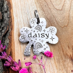 Pet ID Tag - Clover - Dog Tag - Dog Collar Tag - Pet Name Tag - Stamped Dog Tag - Custom - Engraved - Personalized - Shamrock - Irish