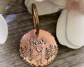Deer Dog Tag: Stag Design, Forest, Hunting, Wildlife, Personalized Pet ID