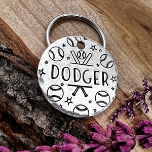 Baseball Dog Tag - Softball - Tag für Hunde - Sport Dog Tag - Hundehalsband Tag - Hand gestempelt - Individuell - Personalisiert - Dick