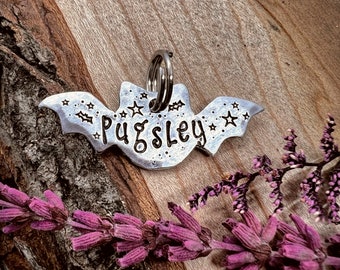 SMALL Pet Tag - Small Bat Tag - Cat ID Tag - Small Dog Tag - Dog Collar Tag - Tag for Cats - Spooky - Personalized - Halloween