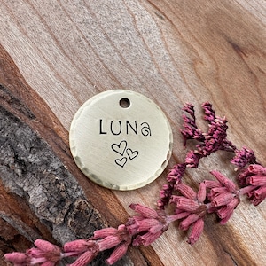 SMALL TAG - Hearts Pet Tag - Heart - Cute Cat Tag - Small Cat Tag - Small Dog Tag - Cat Tag - Pet Name Tag - Custom Pet ID - Minimalist