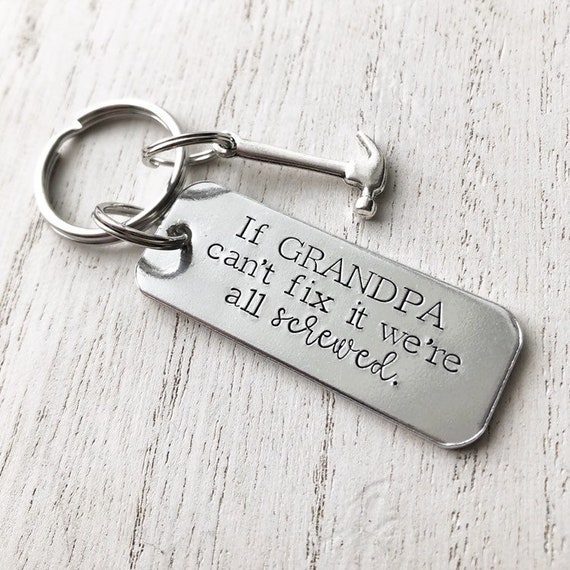 If Grandad Can/'t Fix It We/'re All Screwed Funny Wooden Keyring Gift Keychain