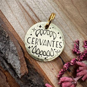 Small Monster Teeth Pet Tag: Vampire Design, Stars, Halloween, Personalized ID for Dogs Cats