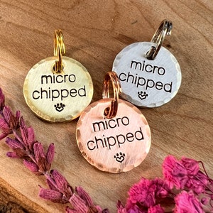 Mini Tag - Microchip Tag - Microchipped - Pet ID Tag - Dog Tag for Dogs - Microchipped Tag for Dogs - ID Tag Addition - Collar Charm