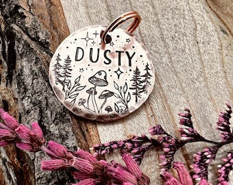 SMALL TAG - Mushroom - Forest - Magical - Small Dog Tag - Cat Tag - Pet Name Tag - Custom - Personalized - Dog Collar - Cat - Kitten