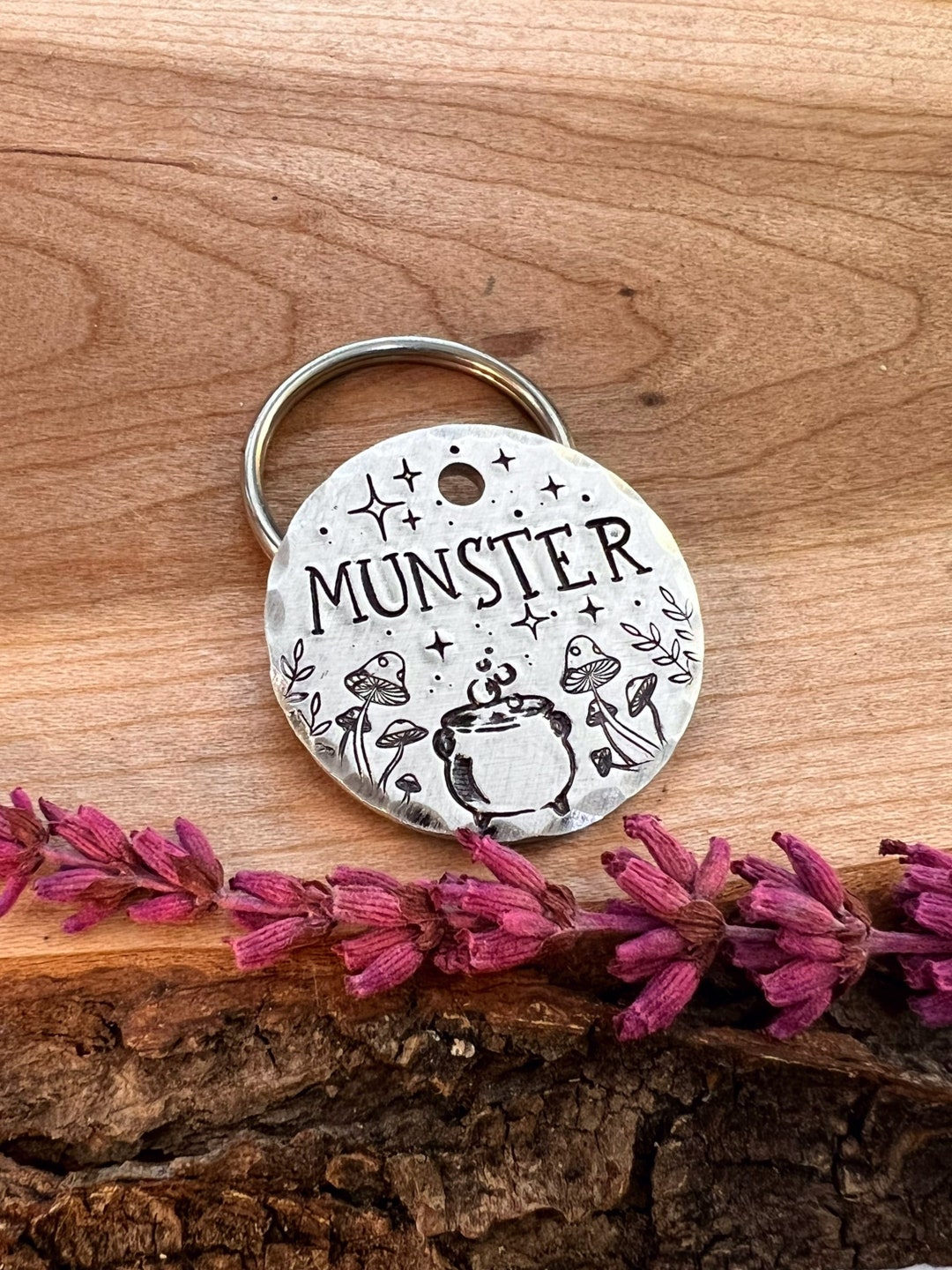 Cauldron Dog Tag Mushrooms Halloween Dog Tag Dog Etsy
