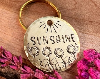 Sunflower Dog Tag: Sunflowers Design, Floral, Sunshine, Summer, Garden, Personalized Pet ID