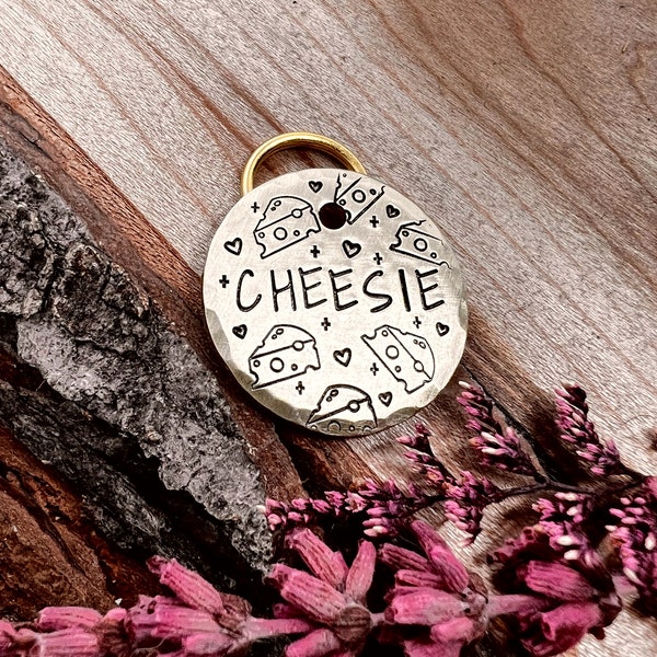 SMALL TAG - Cheese Dog Tag - Cheese Cat Tag - Foodie - Small Dog Tag - Cat Tag - Custom - Dog Collar - Cat Collar - Kitten Tag