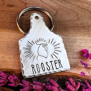 Rooster Dog Tag - Cattle Tag - Cow Tag - Ear Tag - Dog Tag - Dog Collar Tag - Stamped Dog Tag - Custom - Personalized - Farm Dog