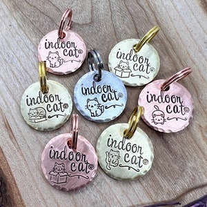Indoor Cat Tag Indoor Cat Only Mini Collar Charm Cute Cat Tag Kitten Pet ID Tag Tag for Cats Indoor Tag for Cats Microchipped Etsy