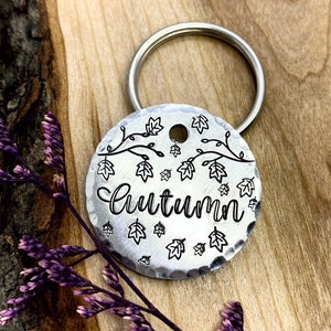 Pet ID Tag - Fall Leaves - Autumn  - Dog Tag - Dog Collar Tag - Pet Name Tag - Dog Tag for dogs - Oak leaves -Custom -Engraved -Personalized
