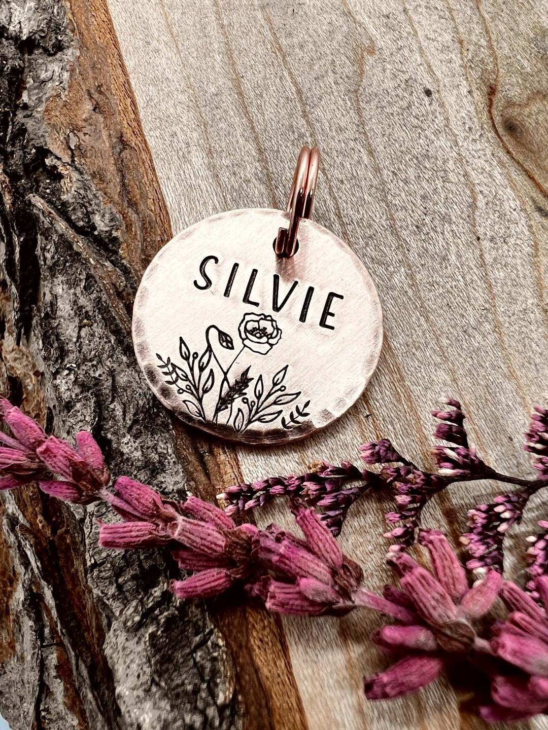 Small Rose Pet Tag: Wildrose Design, Floral, Vines, Personalized ID for ...