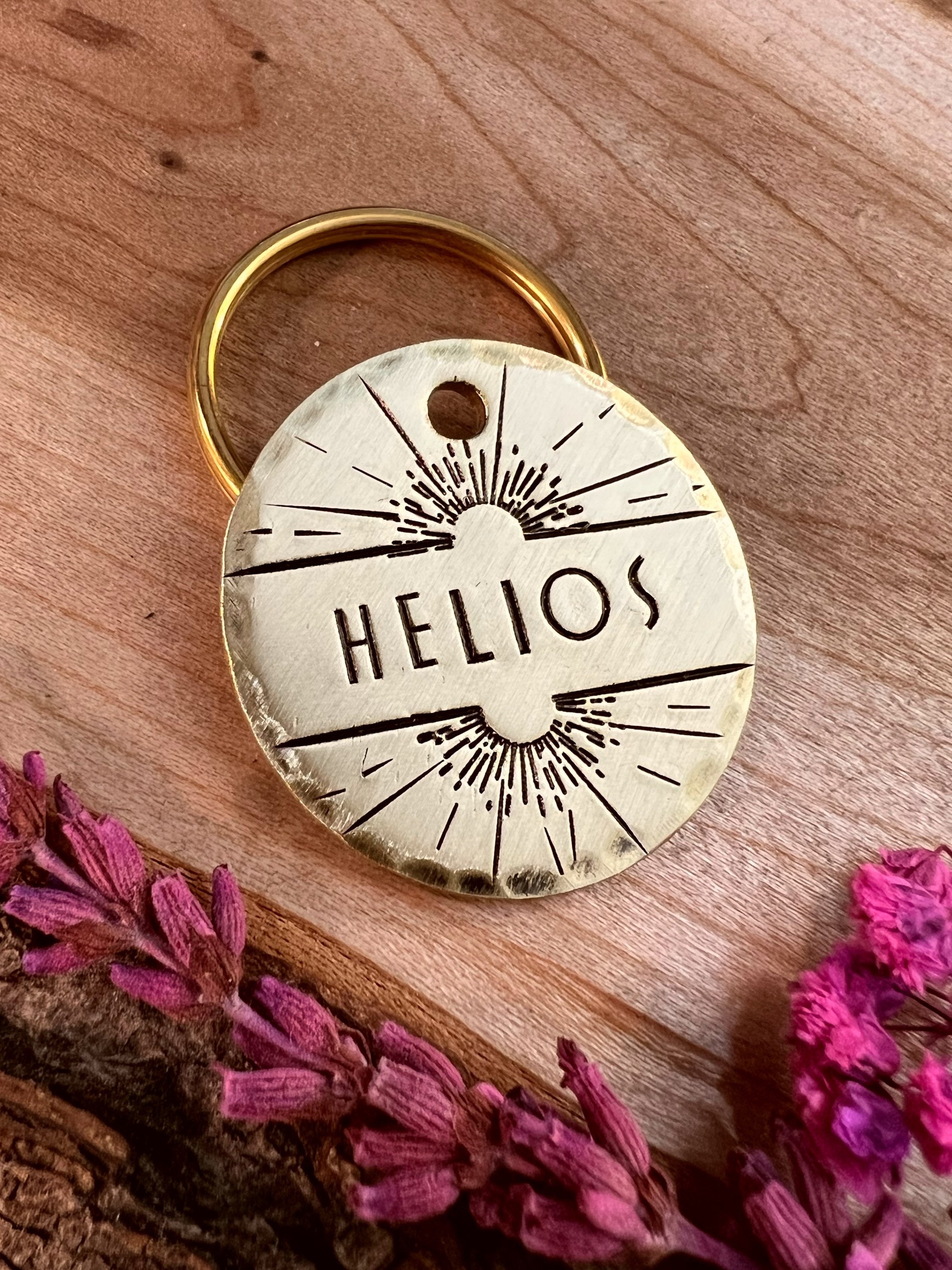 Sun Dog Tag - Sun God - Minimalist - Dog Tag - Dog Collar Tag - Pet Name Tag - Metal Dog Tag - Custom - Personalized - Thick Dog Tag