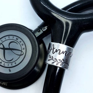 Stethoscope ID Tag, Gift For Nurse, Nursing Student Gift, Gift for Doctor, Personalized Stethoscope Tag, Peony, Hand Stamped, Personalized