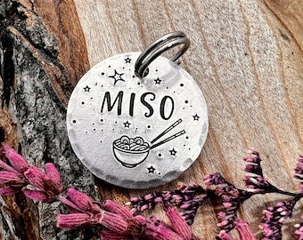Small Ramen Pet Tag: Noodles Design, Sushi, Personalized ID for Dogs and Cats
