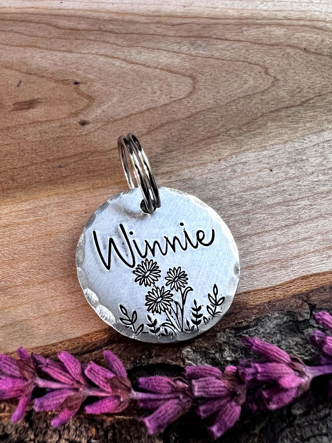 SMALL TAG - Daisies - Floral - Fern - Flowers - Small Dog Tag - Cat Tag ...