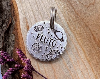 SMALL TAG - Space - Outer Space - Planets - Small Dog Tag - Cat Tag - Pet Name Tag - Custom - Personalized - Dog Collar - Cat Collar -Kitten