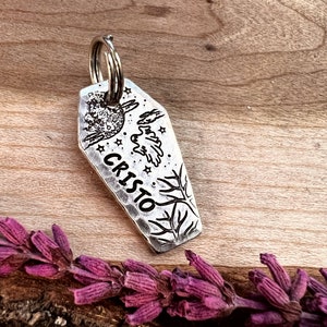 Mini Coffin - SMALL Pet Tag - Coffin - Cat Tag - Dog Collar Tag - Cat ID Tag - Custom - Personalized - Halloween - Cemetery - Spooky - Stars