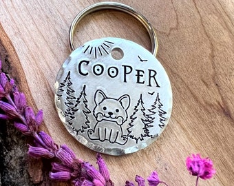 Pet ID Tag - Dog Butt - Corgi - Dog Tag - Dog Collar Tag - Pet Name Tag - Hand Stamped Dog Tag - Custom - Personalized - Corgi Butt - Cute