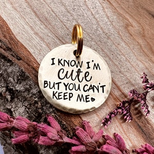 Small &quot;You can&#39;t Keep Me&quot; Pet Tag: Personalized ID for Dogs and Cats