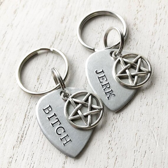best friend jerk and bitch or idjit and assbutt pentagram necklaces stainless steel chain