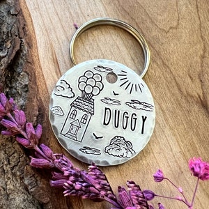 Pet ID Tag - Balloon Dog Tag - Dog Tag - Dog Collar Tag - Pet Name Tag - Hand Stamped Dog Tag - Custom - Personalized - Cute- Balloon House