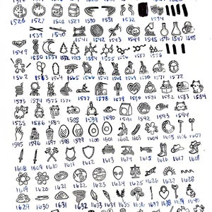 May include: A sheet of paper with 100 black and white illustrations of various designs. The designs are numbered from 1504 to 1652. The text "Medium Designs Pt. 2. 7-10mm" is at the bottom of the sheet.