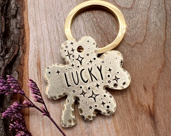 Clover Shaped Pet Tag: Stars Design, Celtic, Shamrock, Personalized ID for Dogs and Cats