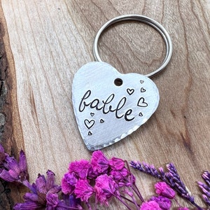 Pet ID Tag - Heart Dog Tag - Dog Collar Tag - Pet Name Tag - Stamped Dog Tag - Custom - Engraved - Personalized - Valentines Day - Hearts