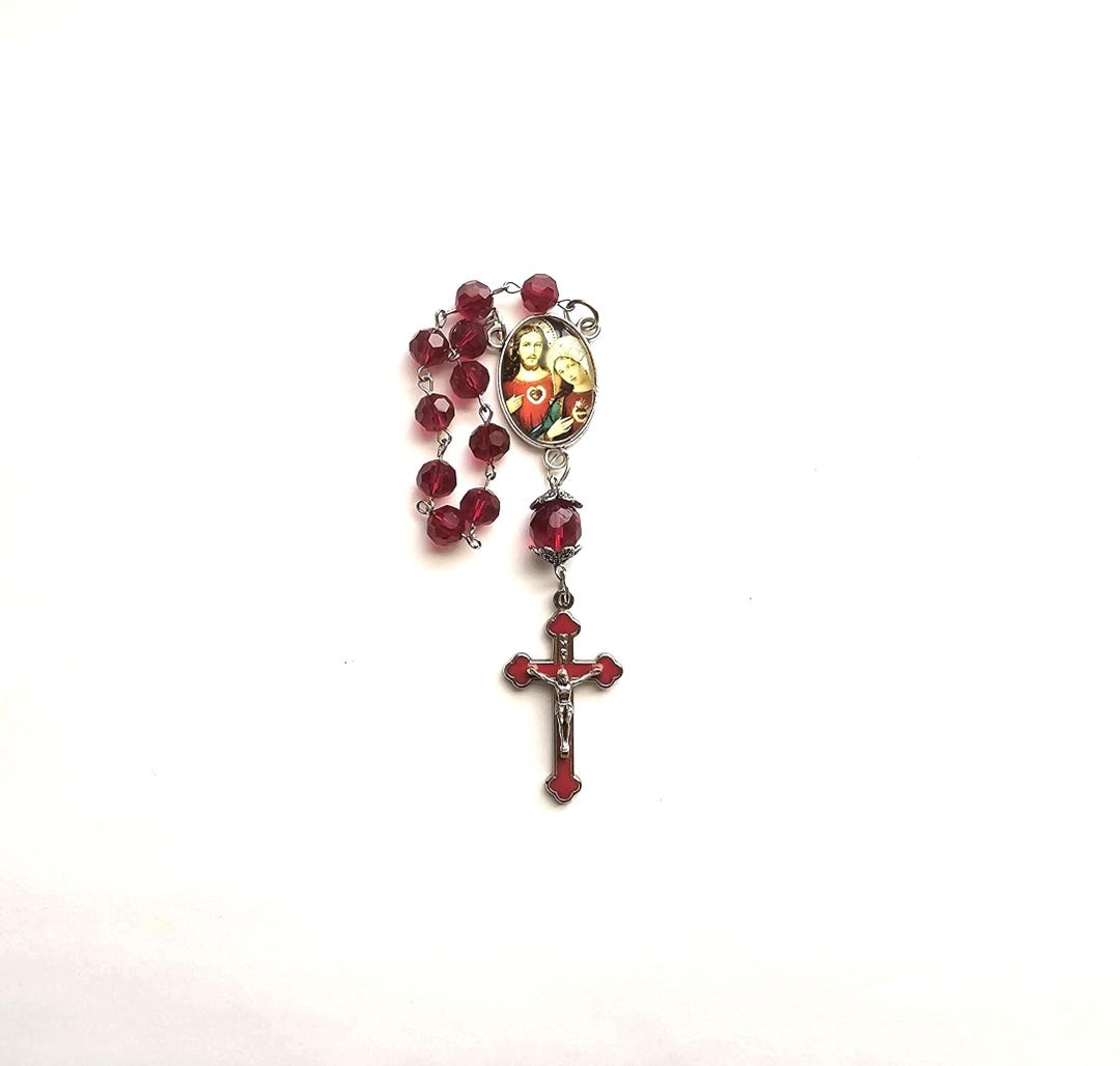 Sacred Heart of Jesus and Mary One Decade Rosary; Miniature Rosary ...