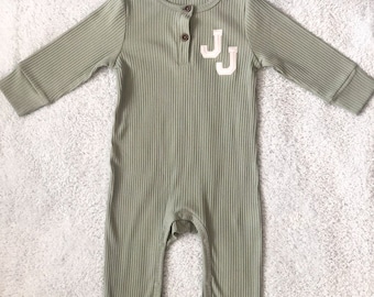 The "JJ" Ribbed One Piece Baby Jumpsuit