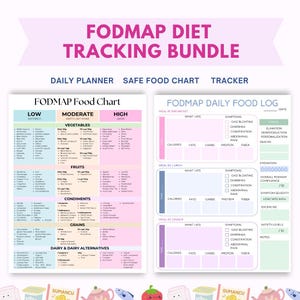 Bundel FODMAP dieet volgen | Afdrukbare PDS-symptomen en maaltijdplanner, Low Fodmap-maaltijdvoorbereiding, PDS-tracking, digitale download