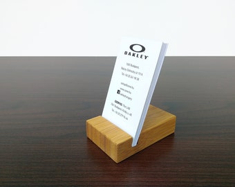 Bamboo Standing Business Card Holder. Wooden Card Holder. Wood Business Card Stand. Office Card Display