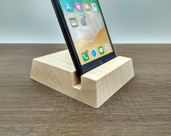 Wood iPhone Stand from White Wood. Maple Wood iPhone Stand. Gift for Her & Him. iPhone Wood Gadget