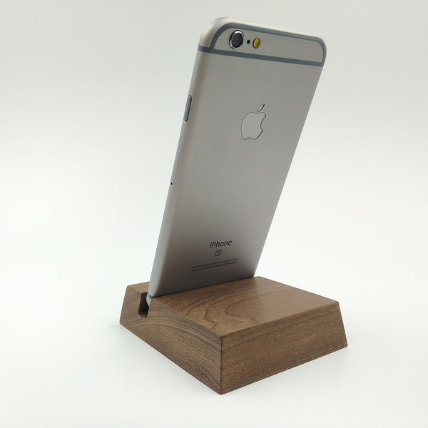 Wood iPhone Stand for iPhone 13 - 14 - PRO -  SE. Walnut iPhone -Samsung - Xiaomi - OPPO holder.  Christmas & Birthday Gift for Her or Him