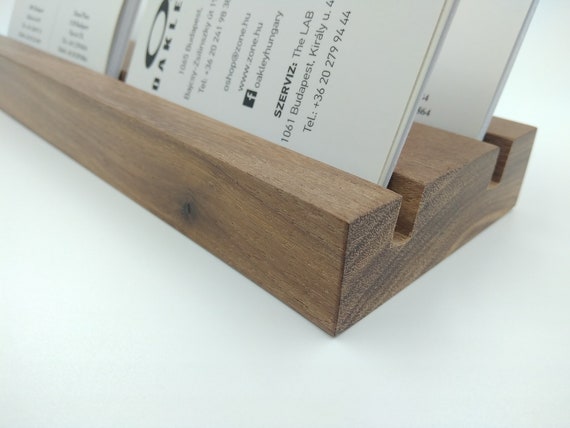 Porte-cartes De Visite En Bois Et Laiton – Support élégant Pour Bureau, Réception, Jusqu'à 75 Cartes