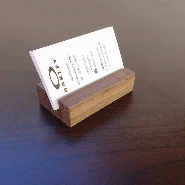 Wood Business Card Holder. Walnut Card Holder. Wooden Business Card Stand. Office Paper Display