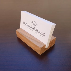 Wood Business Card Holder. Wooden Card Holder from Cherry. Wood Business Card Stand. Office Card Display. Personalized Card Holder. image 2