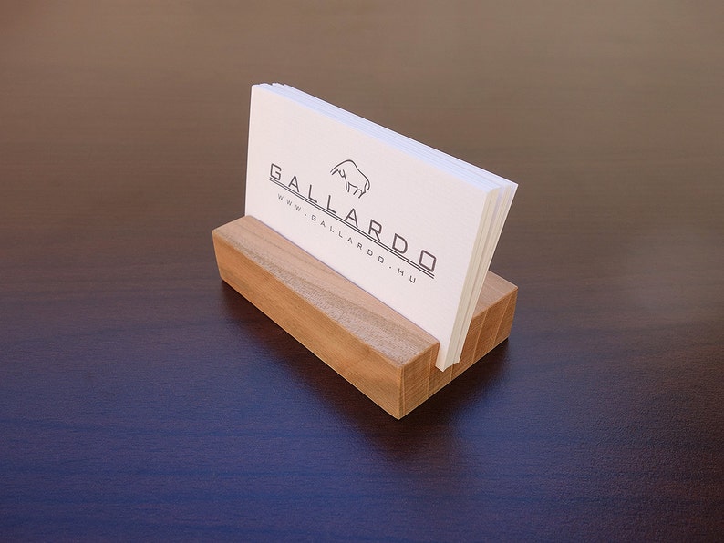 Wood Business Card Holder. Wooden Card Holder from Cherry. Wood Business Card Stand. Office Card Display. Personalized Card Holder. image 2