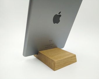 Wood iPad Stand. Oak Wooden iPad Pro Air Mini Stand. Gift for Her & Him. iPad Wood Gadget