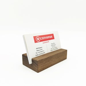 Dark Walnut Wood Business Card Holder. Business Card Stand for Desk. Desk Card Holder. Business Gift. Wooden Card Holder