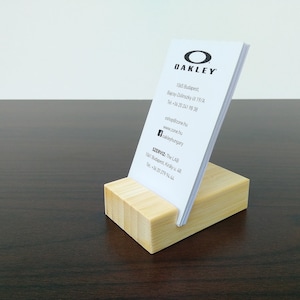 Bamboo Standing Business Card Holder. Wood Business Card Stand. Office Card Display Natural Bamboo