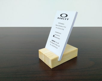 Bamboo Standing Business Card Holder. Wood Business Card Stand. Office Card Display