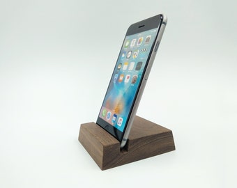 Wood iPhone Stand from Walnut for iPhone 6 7 8 X 11 SE XR series. Wooden iPhone Holder. Wood smart phone Stand