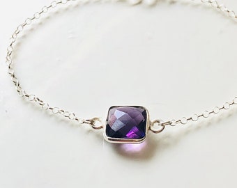 Peace • Balance • Stability - Amethyst Sterling Silver Delicate Bracelet | Crown Chakra | Birthday Gift for Her | February Birthstone |
