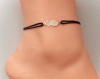 Pineapple Charm Cord Anklet with Adjustable Closure